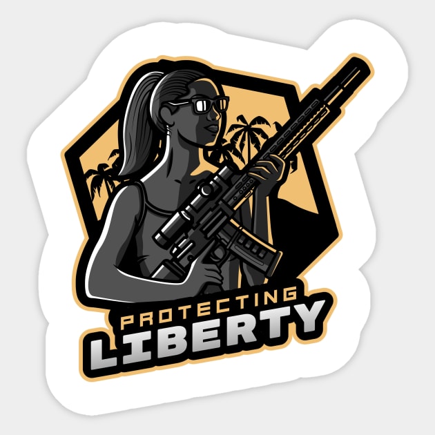 Protecting Liberty Sticker by Mega Tee Store